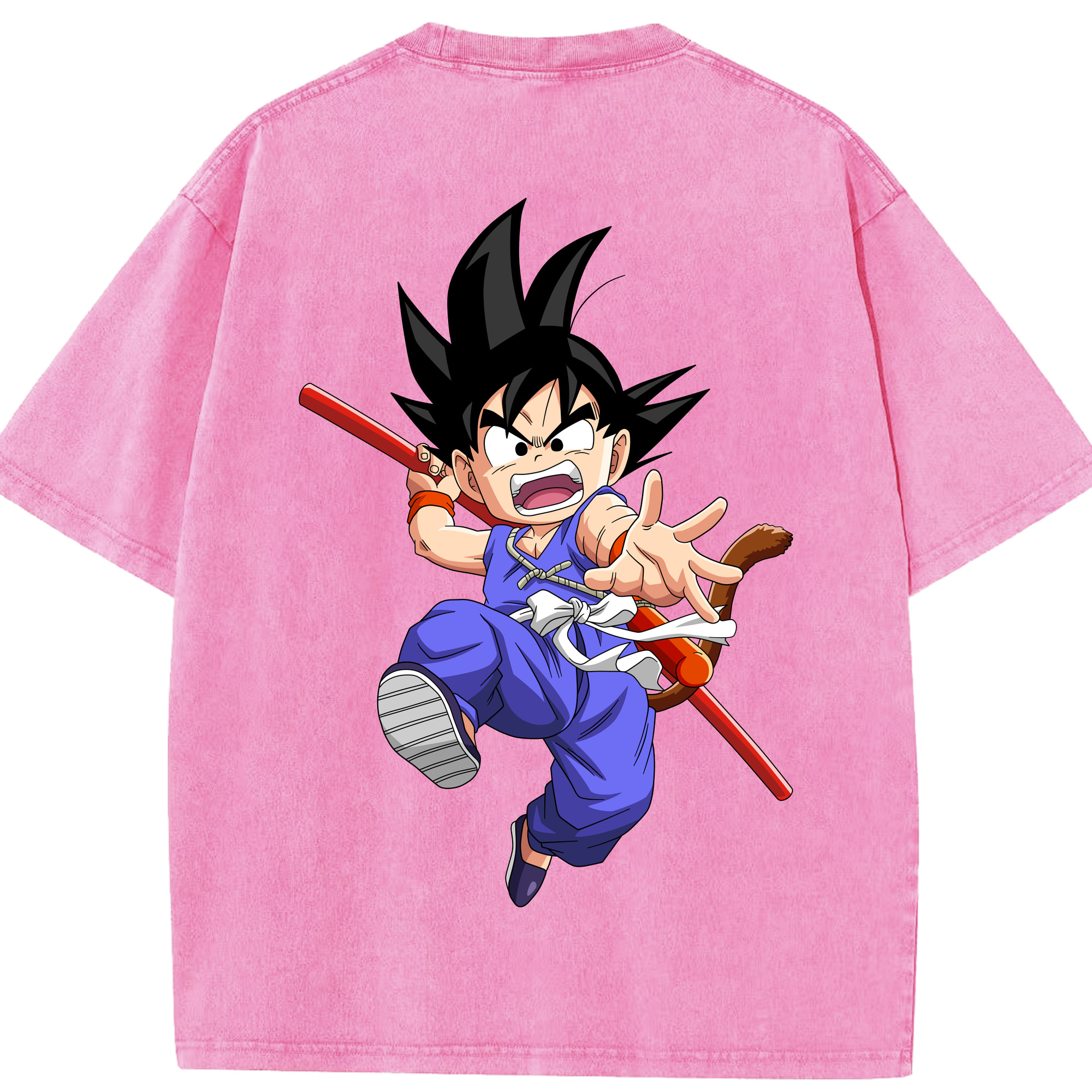 （画像用） ドラゴンボール 孫悟空（そん ごくう）Son Goku カカロット DRAGON BALL Kakarotto 綿100% ヴィンテージ風 半袖Tシャツ（背面プリント）